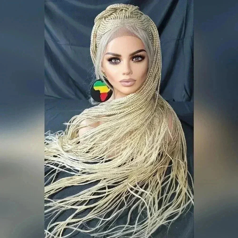 Blond Braided wigs 100% handmade, stunning , very long, feeding cornrows, NWT - Picture 15 of 15